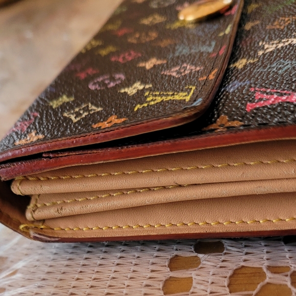 Auth 100% Louis Vuitton Monogram Multicolor Portefeuille Sarah Wallet - Picture 8 of 11